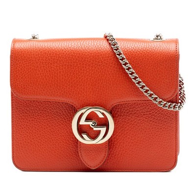 Gucci Small Dollar Calfskin Interlocking G Crossbody Umhängetasche Orange