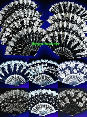 Handfächer Tragbar (S) Fächer Sommer Handfächer Spanischer Stil Glitzer Deko Fächer