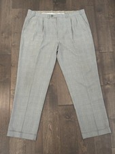 Ralph Lauren Pleated Dress Pants Men  s Size 42X32 Grey Glen Plaid Straight Leg