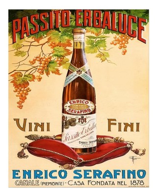 Vintage Wein Wandkunst Enrico Serafino Werbung Weinflaschen Wandkunst