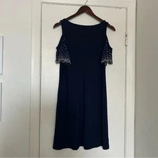 MSK Blue Embellished Cocktail Cold Shoulder Dress Size Medium