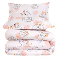 Yibeizi Cat Kids Comforter Set for Girls Twin, Cute Quilted Twin/Twin XL,