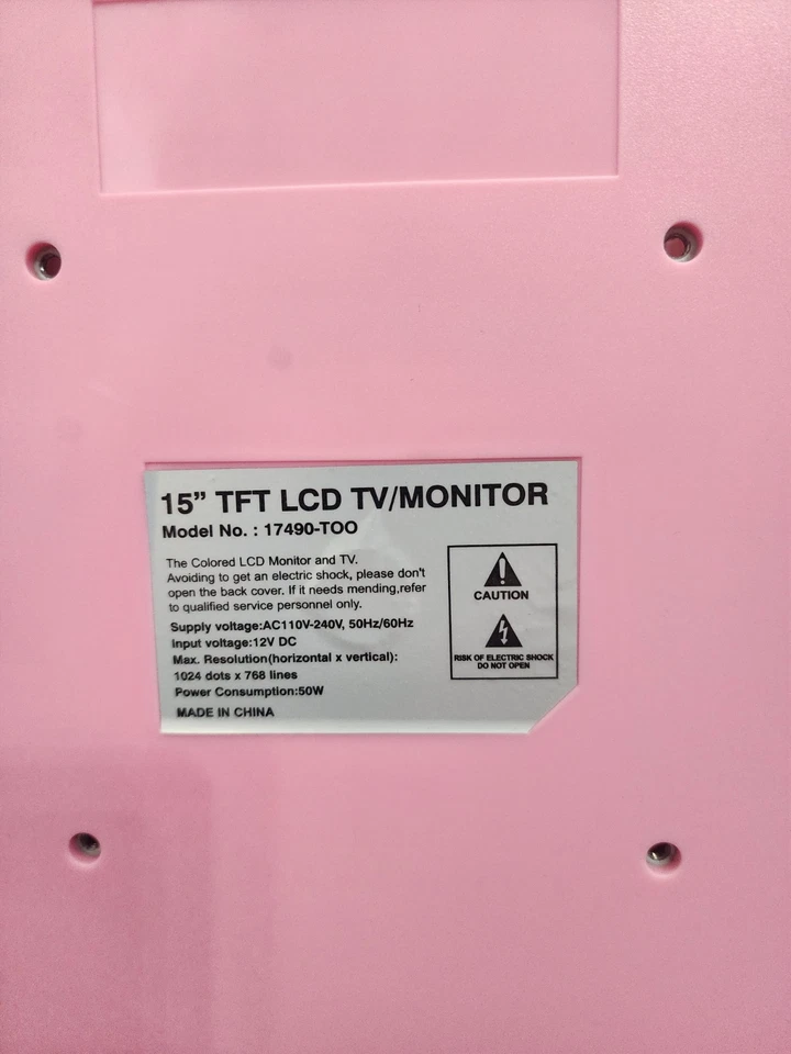 Vintage Y2K Pink 15 Inch TFT LCD Retro Gaming TV Monitor For Parts/Repair - Image 4 of 4