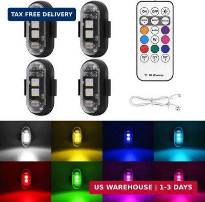 4PCS Wireless LED Strobe Lights with Remote Control, 8 Colors USB Charing Waterp
