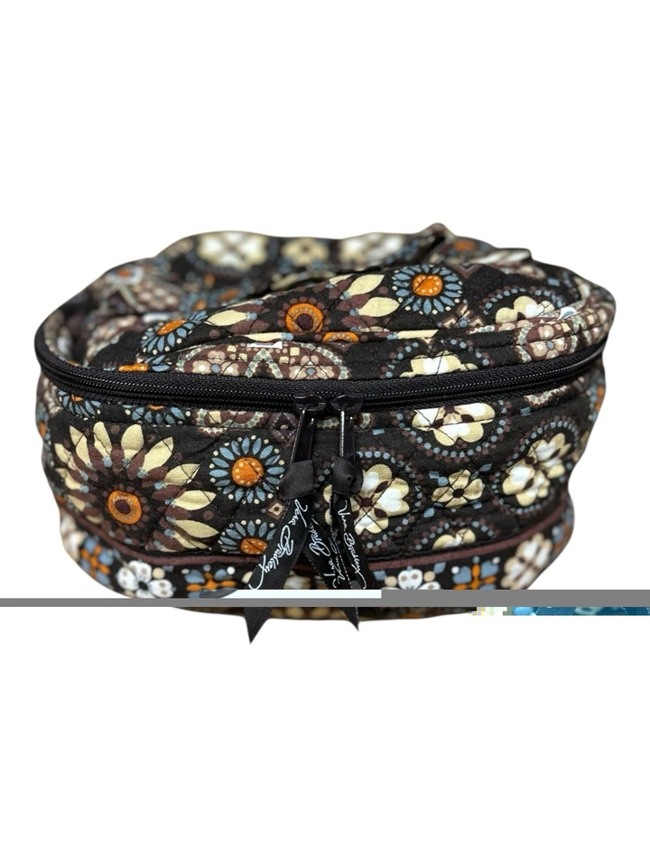 Vera Bradley круглый косметичка каньон коричневый цветочный дорожный чехол снят с производства - Изображение 4 из 4