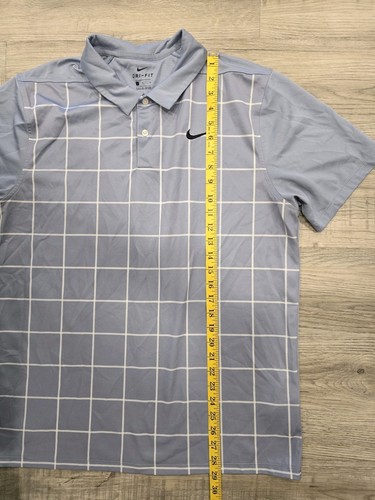 Nike Dri-Fit Polo Golf Shirt Mens Large Light Blue White Checker Short Sleeve - Picture 6 of 15