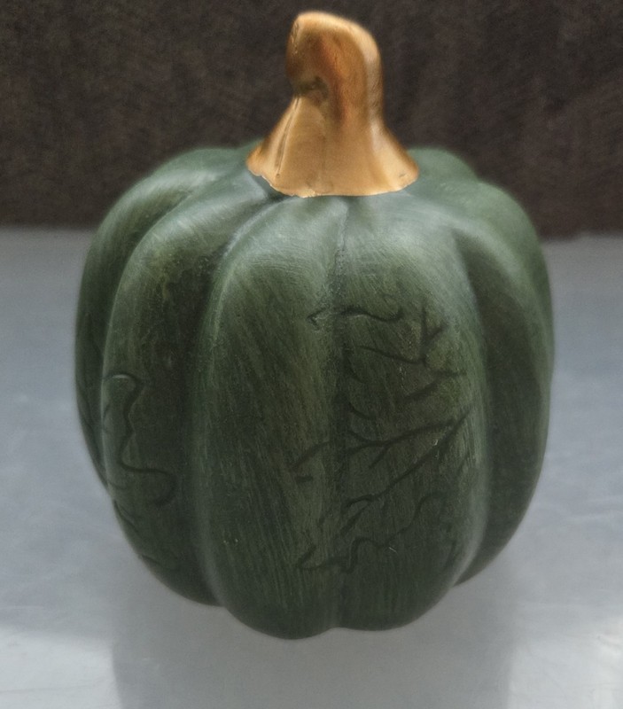 Mini-Ceramic Gold Stemmed Pumpkins w Leaf Imprints, Select Color