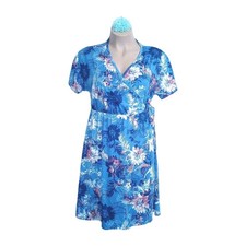 Agnes & Dora Women Wrap Dress XXL Blue Floral Classic Closet Staple Tropical