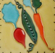 Garden hand painted ceramic art tile coaster 4 x 4 inches with back