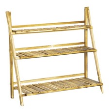 3-Tier Fir Wood Plant Stand – Space-Saving Ladder Display for Patio/Garden