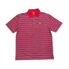 Masters Performance Tech Golf Polo Short Sleeve Red Men's Size Medium Stripe