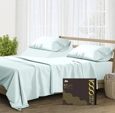 Mayfair Linen 100% Pure Egyptian Cotton Split King Sheets Sets 1000T Seafoam New