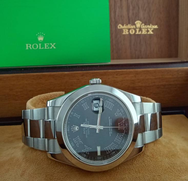 ROLEX DATEJUST II 41 DARK GREY DIAL OYSTER STEEL WATCH 116300-0006