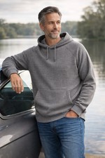Men  s Gray Waffle Knit Hoodie 2XL Pullover Textured Casual Sweatshirt