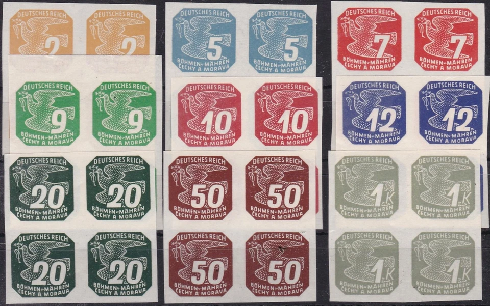 Lot DM und Zeitungsmarken Böhmen & Mähren auf 4 Karten ** Sauber Postfrisch - Bild 4 von 4