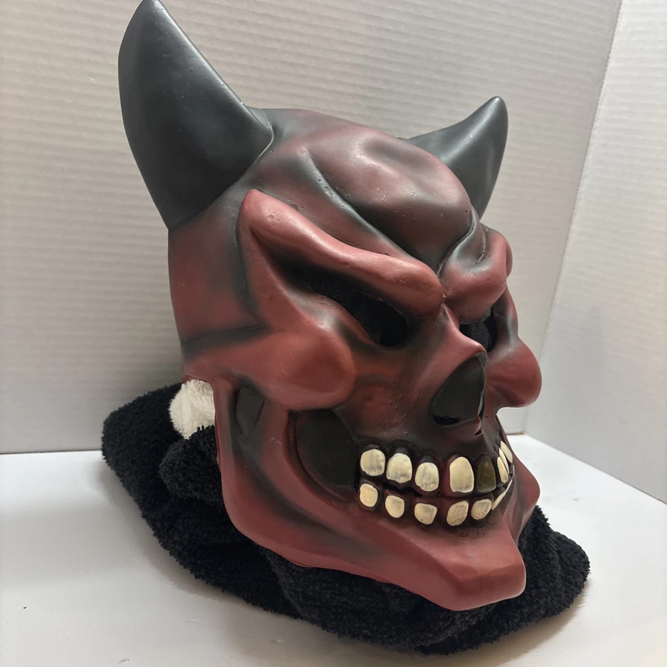 Rubie's Costume Co Horned Devil Latex Mask Rare Halloween Red Pre Vintage Scary - Image 2 of 4