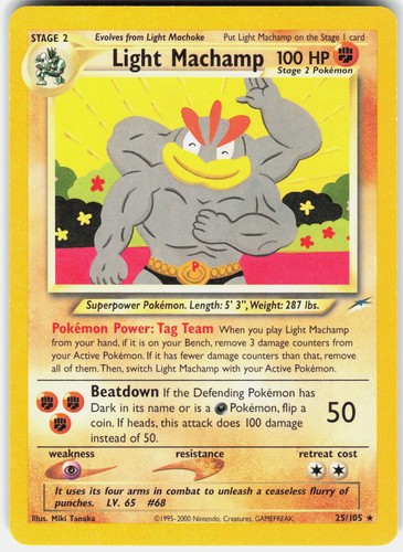 Pokemon Light Machamp 25/105 Rare Neo Destiny Pokemon Unlimited Near Mint A