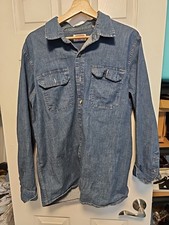 Wrangler Long Sleeve Button Up Denim Shirt Blue Mens Size Large