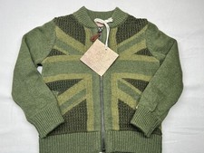 Ministry of Rascals Green sweater with British Flag Print 1-2 Years Unisex Kids