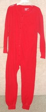 Men s red vintage HANES waffle thermal union suit , size 2X