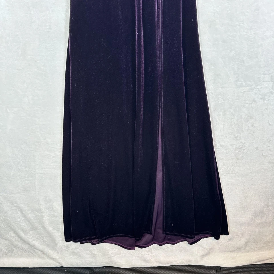 Vestido Bisou Bisou Para Mujer XS Púrpura Terciopelo Maxi Largo Formal Sin Cordones Tirantes Foto 4 de 4