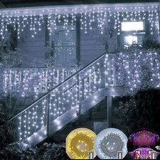 Lichterkette Eisregen LED Außen Innen Eiszapfen Beleuchtung Weihnachtsdeko Strom