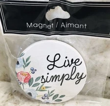 Ceramic Refrigerator Magnet. Live Simply Round Collection Classic 2.5 In
