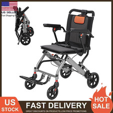 Lightweight Elderly Transport Wheelchair Portable Folding Transport Chair 220LBS