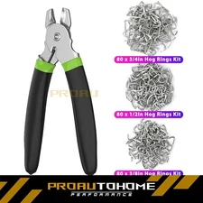 Straight Hog Ring Pliers 240Pcs 3/4 1/2 3/8 inch Rings Kit Upholstery Seat Cover