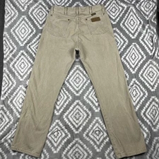 Wrangler Cowboy Cut Jeans Mens 34x32 Tan Denim Work Farm Rodeo 1013MWZTN