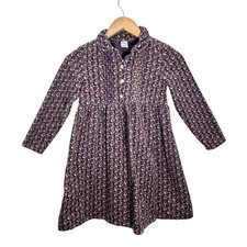 Vintage Gymboree Purple Micro Floral Corduroy Kids Dress Size 8