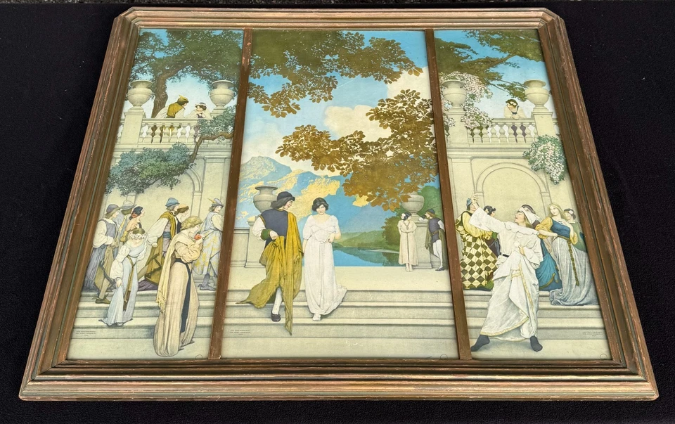 Maxfield Parrish Florentine Fete Tríptico Original Años 1910 Detroit Litografías Foto 2 de 4