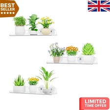 Transparent 14.6 Inch Acrylic Floating Plant Shelves - Secure Suction Cup Mount