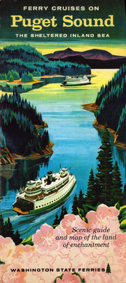 1958 Puget Sound Scenic Circuit Ferry Map Brochure WA State