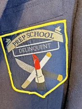 College Hall Pure Wool Blazer Navy Blue Gold Button Prep School Delinquent Patch