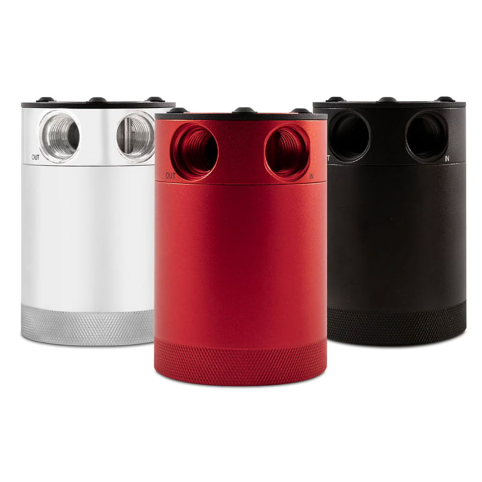 Mishimoto MMBCC-CBTWO-RD Compact Baffled Oil Catch Can, 2-Port, Red