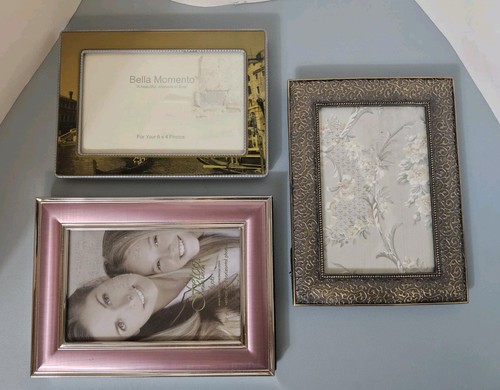 Lot of 3 Various 6x4 Picture Frames Ornate/ Pink & Silver/River Town -Used