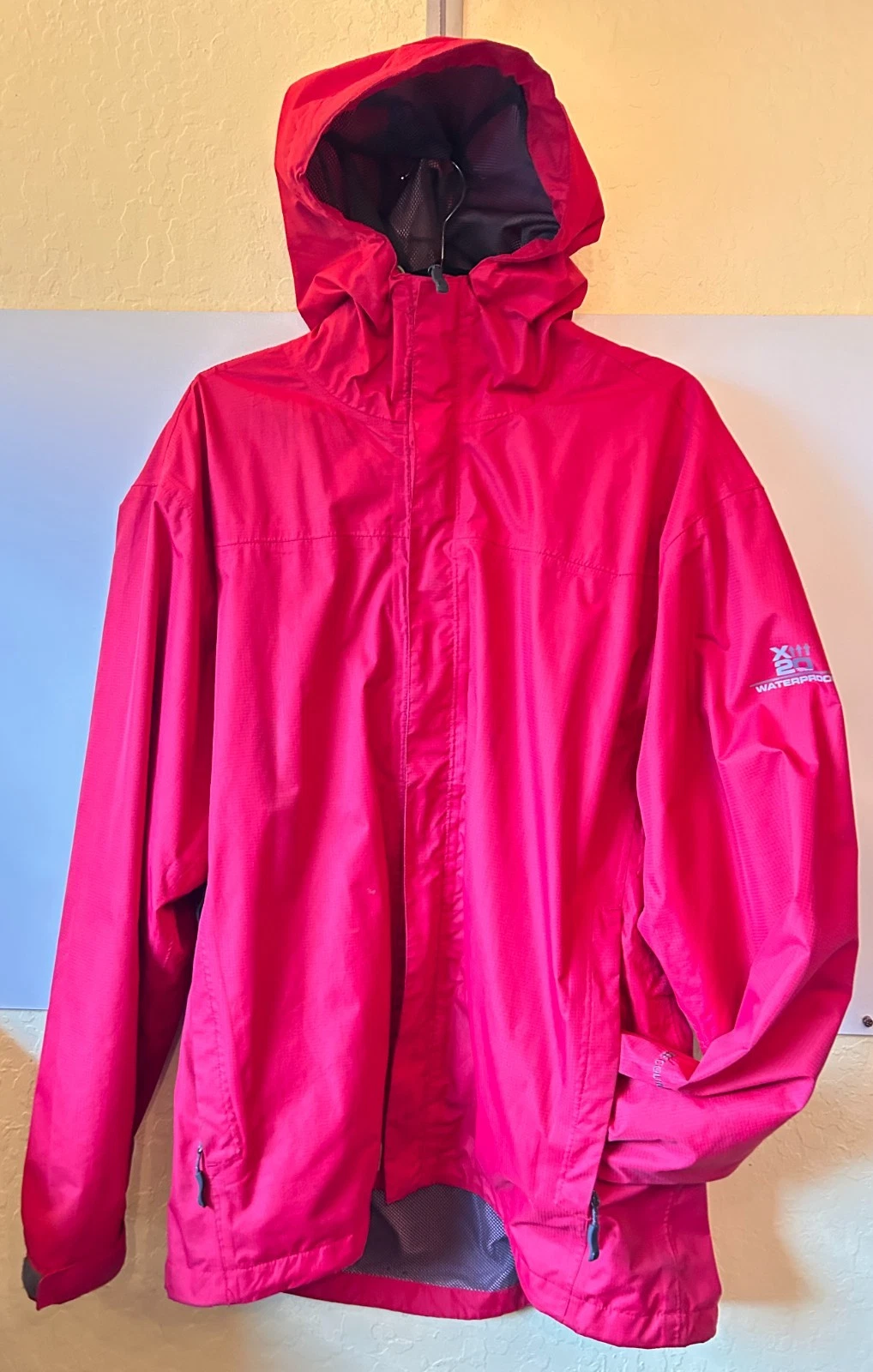 Free Country X20 Waterproof Series M’s L Brick Red Hooded Full Zip Raincoat Jkt