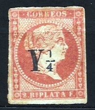 1857 SPANISCHE ANTILLEN - ISABELLA II &Uuml;BERDRUCKT - NEU