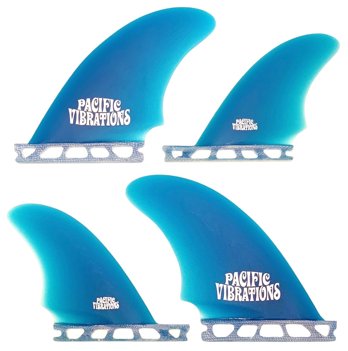 Pacific Vibrations Surfboard Fins Hydromatic Quad set fits Futures