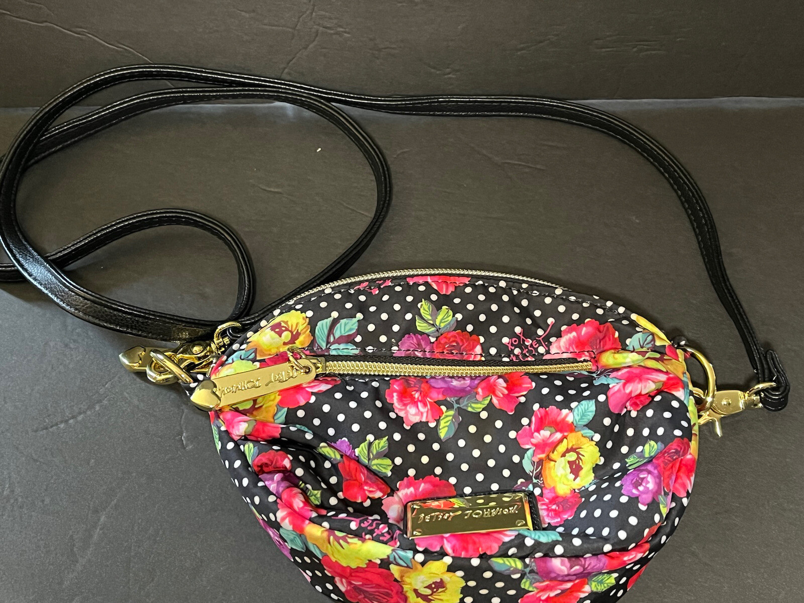 Betsey Johnson Bag Purse Crossbody Logo Nylon Polka … Gem