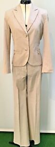 S Oliver Damen Anzug Nadelstreifen Jacke Hose Beige Sand Stretch 34 36 S Ebay