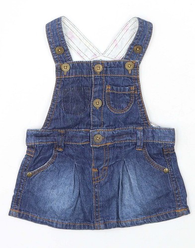 F&F Mädchen blau Baumwolle Latzhose einteilig Größe 0-3 Monate Knopf