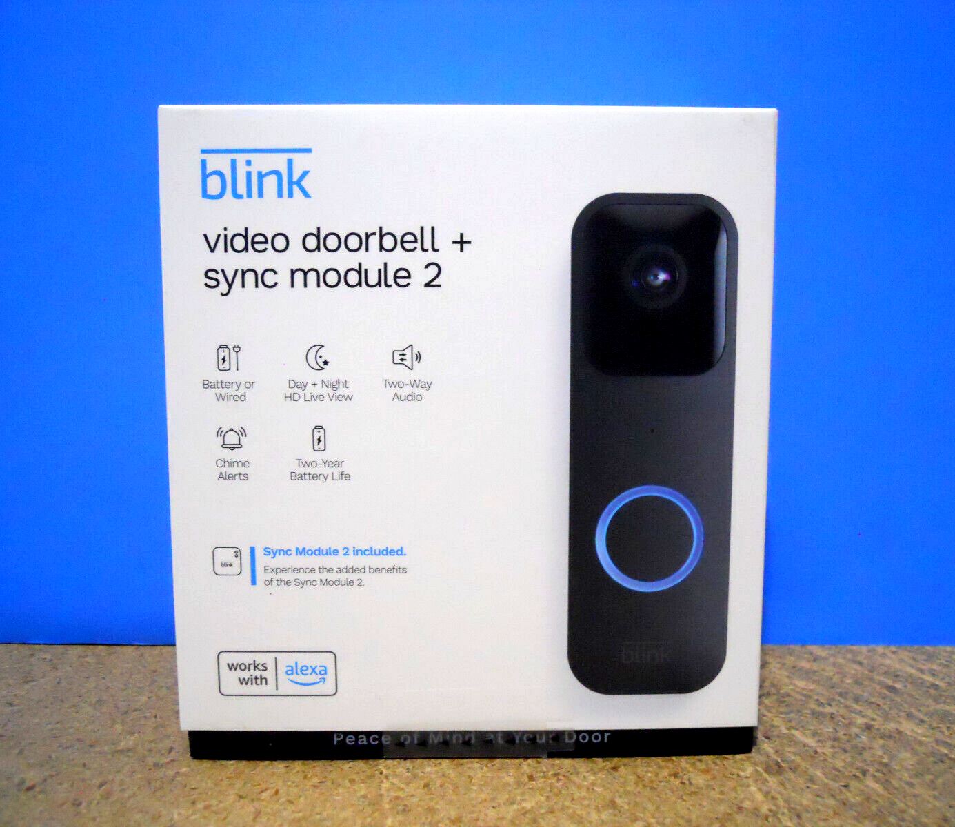 Blink Video Doorbell + Sync Module 2 Smart Video Doorbell w/Alexa New Sealed!-image