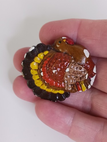 Vintage Enamel Thanksgiving Turkey Holiday Pin Brooch  1.50"