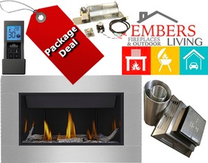 Napoleon Bl36 Modern Fireplace Gas 4 Panel Ss Surround Wood Ember