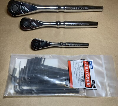 #ad CRAFTSMAN 3pc 1 4 3 8 1 2 Ratchet Set 99962 99964 99967 Socket Wrench Hex Key $49.95