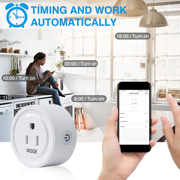 Alternate view of Smart Plug, Mini Smart Wifi Outlet Alexa, Google Assistant 2/pk