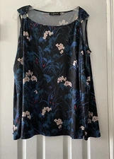 Ivanka Trump Women’s Size XL Navy Blue Floral Cold Shoulder Grommet Top Shirt
