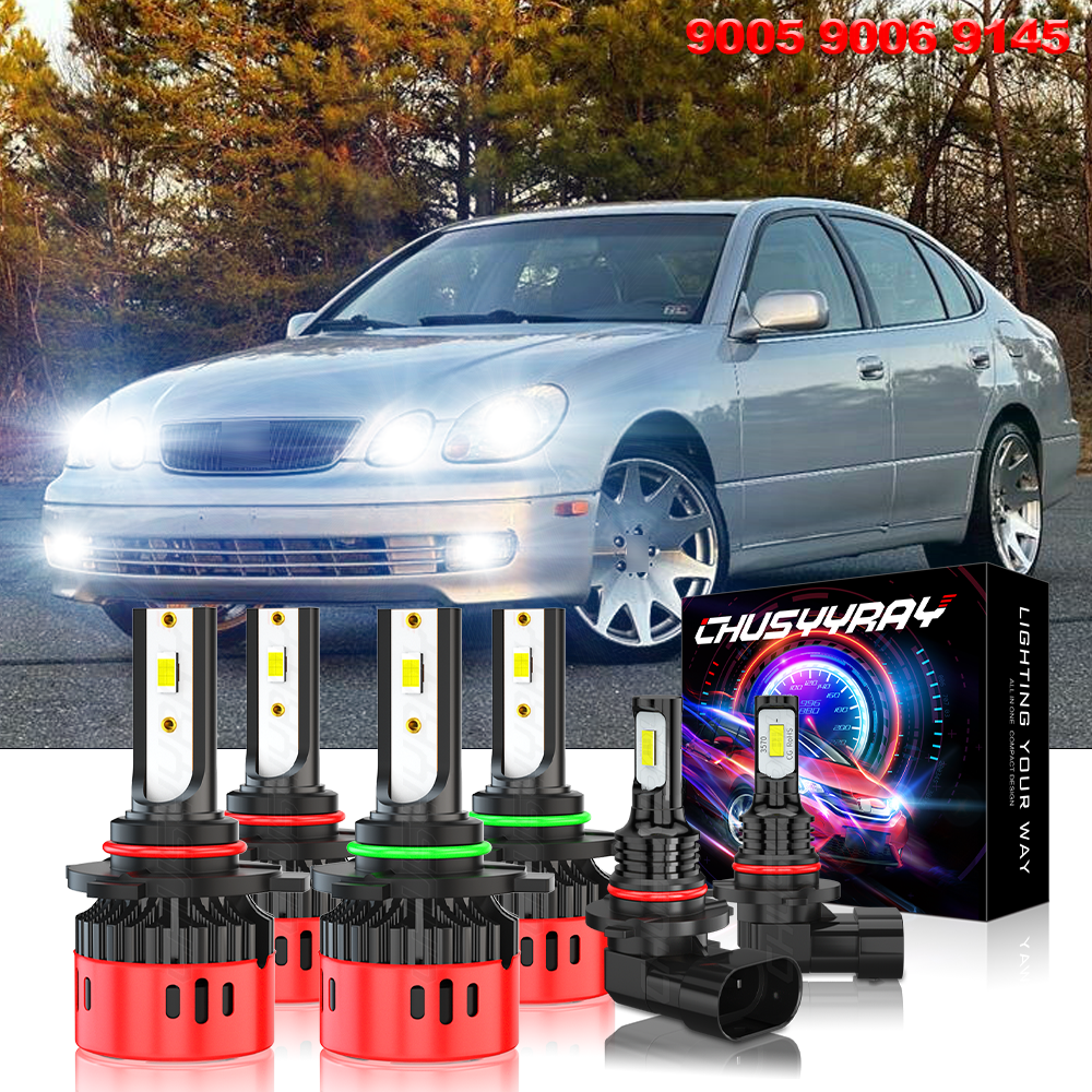 Fit 1998-2004 Lexus GS300 LED Headlights High Low + Fog Lights